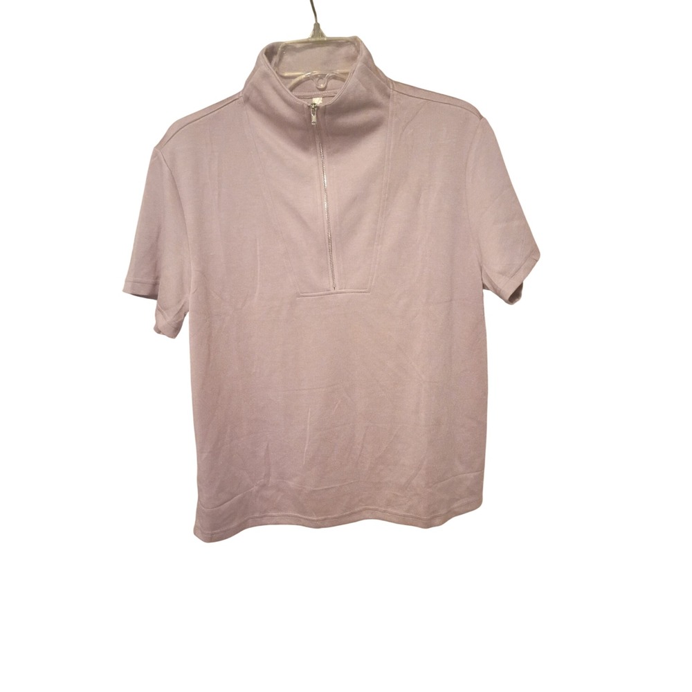 Grecerelle Womens 2 Piece Skort Set Mauve Quarter Zip Short Sleeve Activewear M